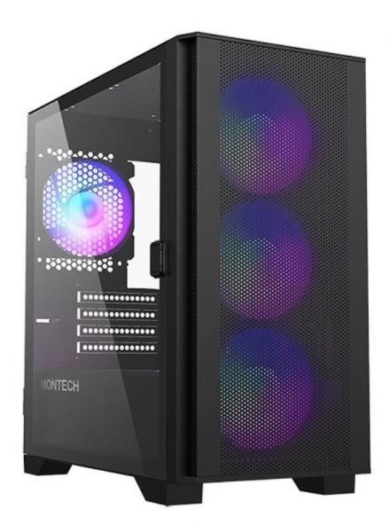 ������ Montech AIR 100 ARGB, Black, Mini Tower, ��� ��, ��� Micro ATX / Mini ITX, 2xUSB 3.0 / 1xUSB 2.0, ����. CPU - 161 �� / GPU - 330 ��, 4x120 �� ARGB, ������� ������ �� ����������� ������ - �������� 1