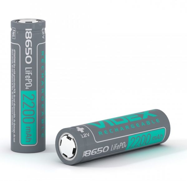 ����������� 18650, 2200 mAh, Videx, 1 ��, LiFePO4, 3.2V, ��� ������, Bulk - �������� 1