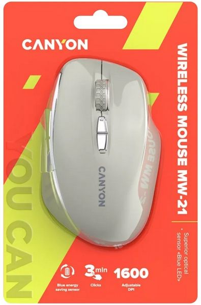 ���� ������������ Canyon MW-21, Cosmic Latte, USB 2.4GHz, ���������� (����� LED-������ Pixart 3065), 800 - 1600 dpi, 7 ������, ������������� ��������, 2xAAA (CNS-CMSW21CL) - �������� 5