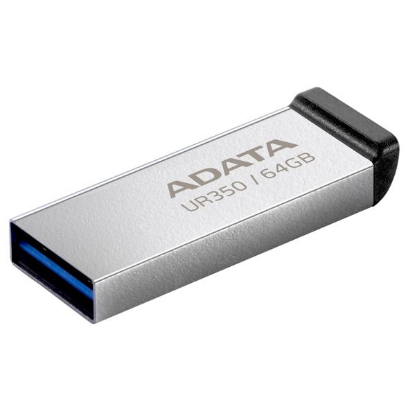 USB 3.2 Flash Drive 64Gb ADATA UR350, Silver/Black (UR350-64G-RSR/BK) -  1