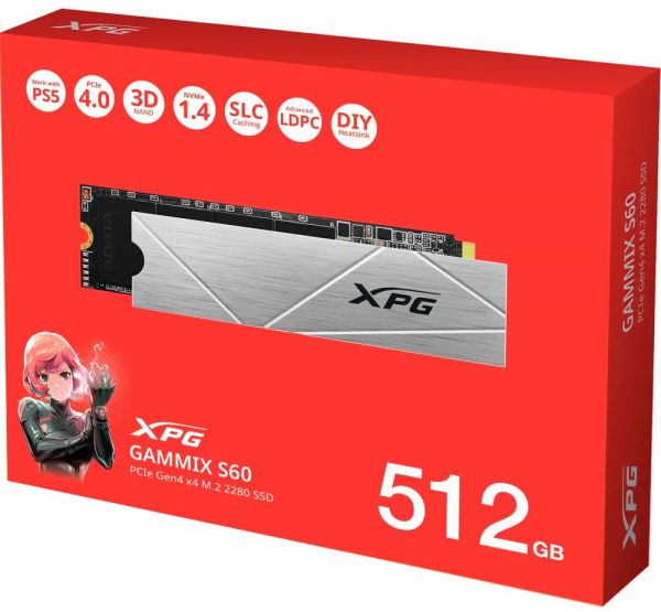 ������������ ����������� SSD 512Gb, ADATA XPG Gammix S60 Blade, PCI-E 4.0 x4, M.2 2280, 3D TLC, 5000/4200 ��/� (AGAMMIXS60-512G-CS) - �������� 4