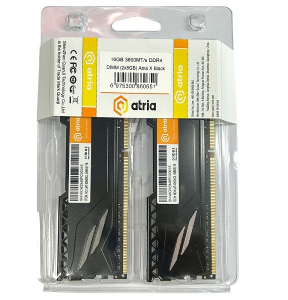 ' 8Gb x 2 (16Gb Kit) DDR4, 3600 MHz, Atria Fly, Black, 18-22-22-42, 1.35V,   (UAT43600CL18BK2/16) -  2