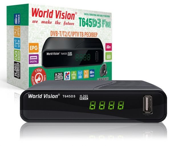 TV-����� �������� ���������� World Vision T645D3 FM, Black, H.265, AC3. DolbyDigital, DVB-T2/T/C, FM �����, IPTV, DLNA, Stalker, ��� ������, �������, 2�USB, ������� ���� �������, CPU-GX6706 ������ ����������� ����������� ���������� � �������� �644xx � �645 - �������� 3