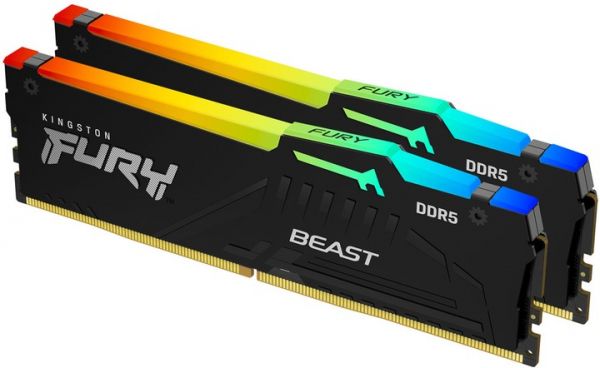  8Gb x 2 (16Gb Kit) DDR5, 6000 MHz, Kingston Fury Beast RGB (EXPO), Black, 30-36-36, 1.4V,   (KF560C30BBEAK2-16) -  1