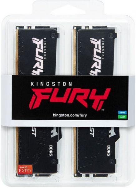  8Gb x 2 (16Gb Kit) DDR5, 6000 MHz, Kingston Fury Beast RGB (EXPO), Black, 30-36-36, 1.4V,   (KF560C30BBEAK2-16) -  5