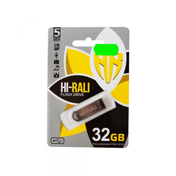 ���� ����������� USB 32Gb Hi-Rali Fit, Silver, USB 2.0 (HI-32GBFITSL) - �������� 1