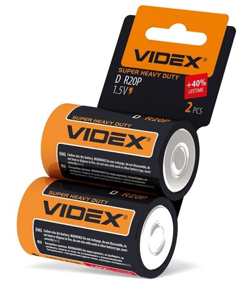 ��������� D (R20), �������, Videx Excellent!, 2 ��, 1.5V, Shrink Card (R2OP/D 2pcs SHRINK Card) - �������� 1