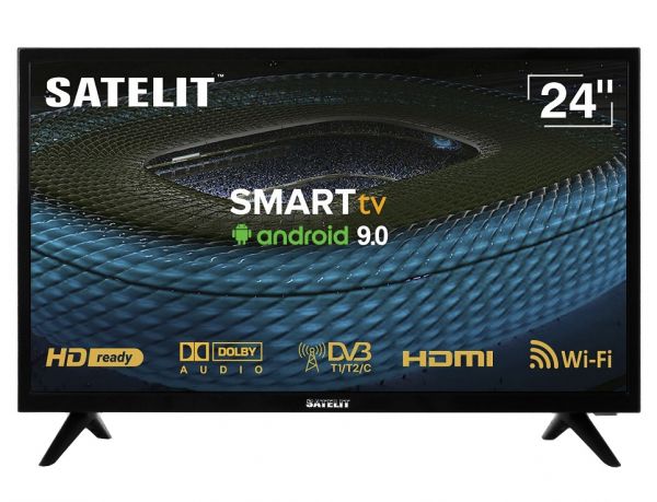  24" Satelit 24H9100ST, 1366x768 60Hz, Smart TV, Android 9.0, DVB-T2, HDMI, USB, VESA 75x75 -  1