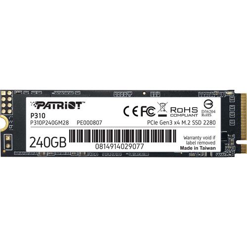   M.2 240Gb, Patriot P310, PCI-E 4x, 3D TLC, 1700/1000 MB/s (P310P240GM28) -  1