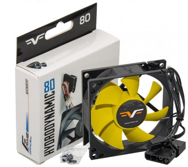 ���������� 80 ��, Frime FYF80HB3, Black/Yellow, 80�80�25 ��, 1500 ��/��, 20 ��(�), 3-pin + MOLEX, ������������� �������� - �������� 1