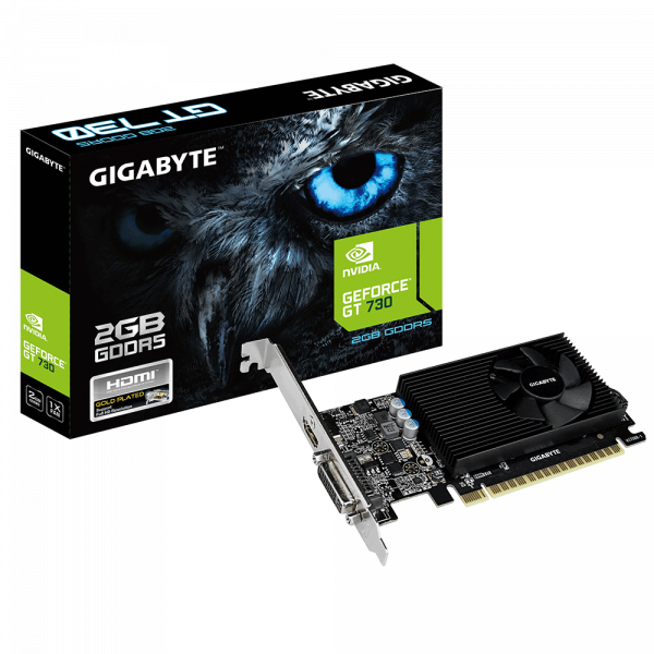  GeForce GT730, Gigabyte, 2Gb DDR5, 64-bit, DVI/HDMI, 902/5000MHz, Low Profile (GV-N730D5-2GL) -  1