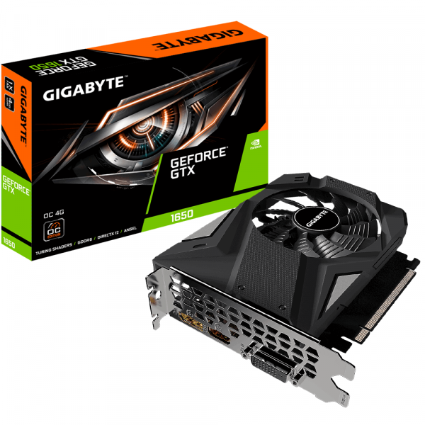  Gigabyte GeForce GTX 1650 OC, 4Gb DDR6, 128-bit, 2xHDMI/DP, 1635/12000 MHz (GV-N1656OC-4GD) -  1