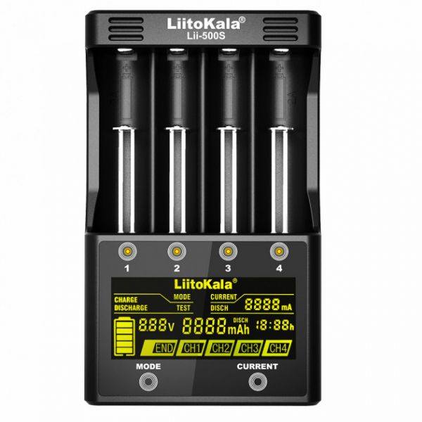   LiitoKala Lii-500s, Black, 4xAA/AAA/C Ni-MH/Ni-Cd, 18650/26650 Li-Ion,  / ,  Power Bank,  300/500/700/1000 mA, LED    -  1