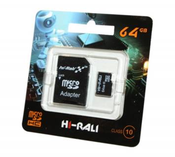   Hi-Rali microSDHC UHS-I 64Gb Class10 SD  (HI-64GBSDCL10-01) -  1