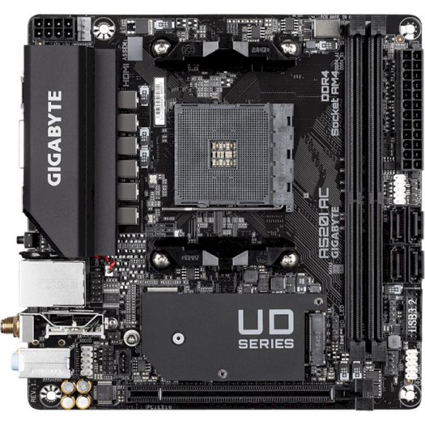 ���.����� AM4 (A520) Gigabyte A520I AC, A520, 2xDDR4, Int.Video(CPU), 4xSATA3, 1xM.2, 1xPCI-E 16x 3.0, ALC887, RTL8118AS, WiFi ac, Bluetooth 4.2, 6xUSB3.2/6xUSB2.0, 2xHDMI/DP, Mini-ITX - �������� 2