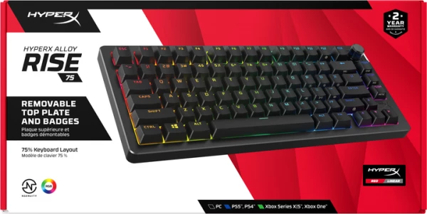 HyperX ��������� ��������� Alloy Rise 75key, Red, USB-A, EN/UA, RGB, ������ 7G7A4AA - �������� 10