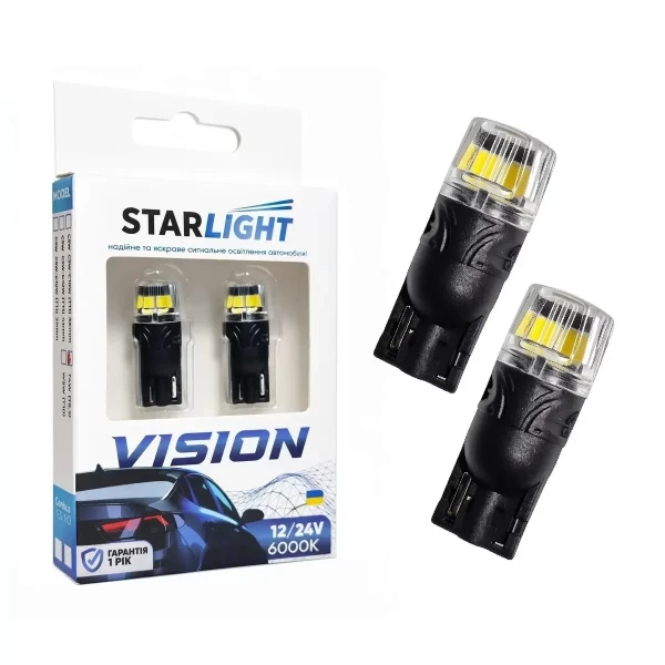������� LED StarLight Vision W5W (T10) BRS T10 White LED W2.1X9.5d White 6000K 12/24V - �������� 1