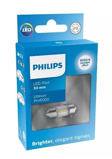 �������� Philips 11860CU60X1 White Ultinon Pro6000 12V C5W 30mm 6000K 1pcs. blister - �������� 1
