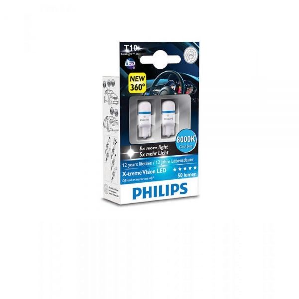   Philips W5W X-Treme Vision LED, 8000K, 2/ 127998000KX2 -  1
