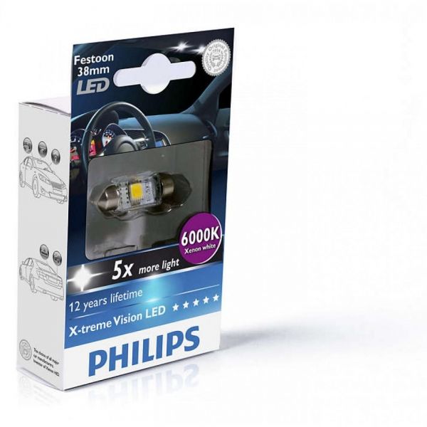 ���������� ����� Philips Festoon BlueVision LED T10.5x38, 6000K, 1��/������ 128596000KX1 - �������� 1
