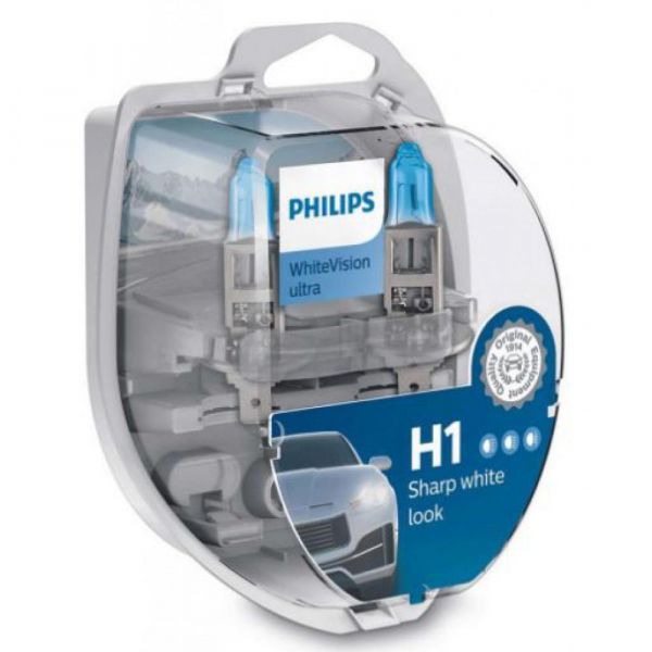 ����� ��������� Philips H1 WhiteVisionULTRA +60% 55W 12V 3700K 12258WHVSM - �������� 1
