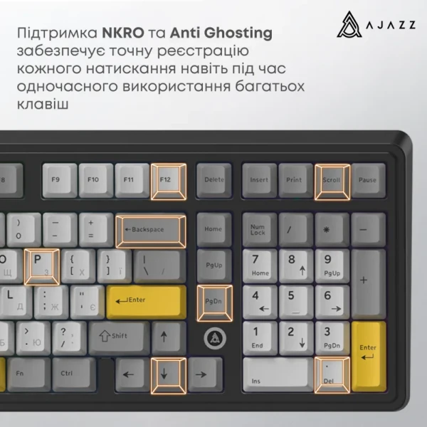 ������� ��������� ��������� Ajazz AK980 MAX Magnetic switches Black Gray Yellow (AK980-MAX-M-BGY) - �������� 8