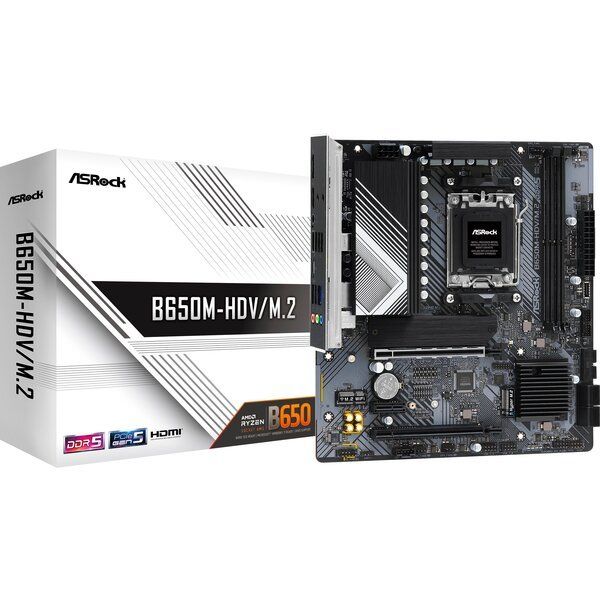 ASRock   B650M-HDV/M.2 sAM5 B650M 2xDDR5 M2.0 HDMI DP mATX B650M-HDV/M.2 -  1