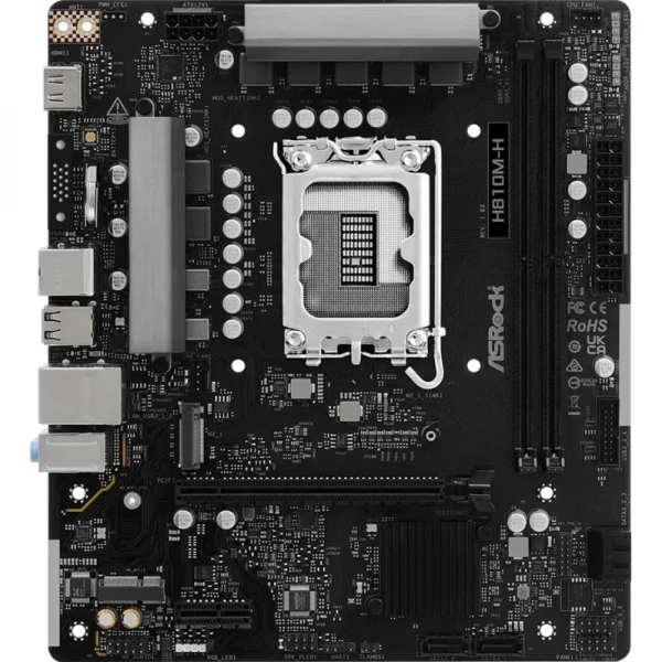 ����������� ����� LGA1851, ASRock H810M-H, H810, 2xDDR5, 1xPCI-E 4.0 x16, 1xPCI-E 4.0 x1, 1xM.2 (Key E), 4xSATA3, 1xM.2, ALC897, RTL8111H, HDMI, MicroATX - �������� 1