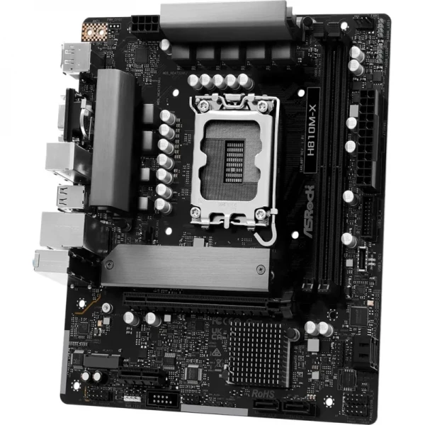 ����������� ����� LGA1851, ASRock H810M-X, H810, 2xDDR5, 1xPCI-E 4.0 x16, 1xPCI-E 4.0 x1, 1xM.2 (Key E), 4xSATA3, 1xM.2, ALC897, RTL8125BG, VGA/HDMI/DP, MicroATX - �������� 3