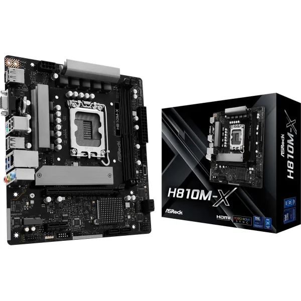 ����������� ����� LGA1851, ASRock H810M-X, H810, 2xDDR5, 1xPCI-E 4.0 x16, 1xPCI-E 4.0 x1, 1xM.2 (Key E), 4xSATA3, 1xM.2, ALC897, RTL8125BG, VGA/HDMI/DP, MicroATX - �������� 5