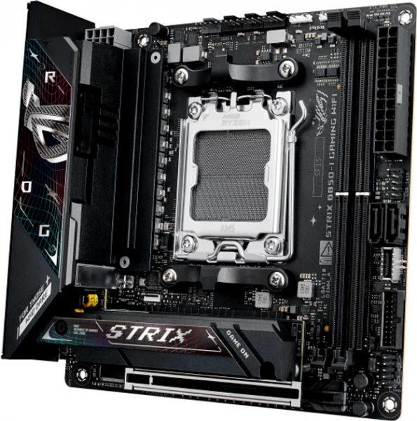 ASUS ����������� ����� sAM5/2DDR5/HDMI/USB4/1PCIe/2M.2/ 2SATA/LAN2.5Gb ROG STRIX B850-I GAMING WIFI - �������� 3