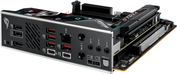 ASUS ����������� ����� sAM5/2DDR5/HDMI/USB4/1PCIe/2M.2/ 2SATA/LAN2.5Gb ROG STRIX B850-I GAMING WIFI - �������� 7