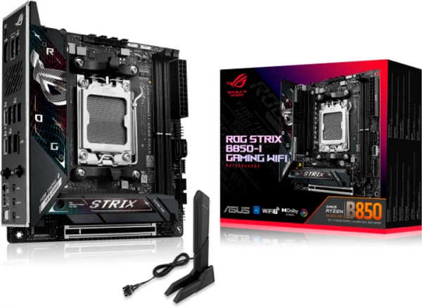 ASUS ����������� ����� sAM5/2DDR5/HDMI/USB4/1PCIe/2M.2/ 2SATA/LAN2.5Gb ROG STRIX B850-I GAMING WIFI - �������� 10