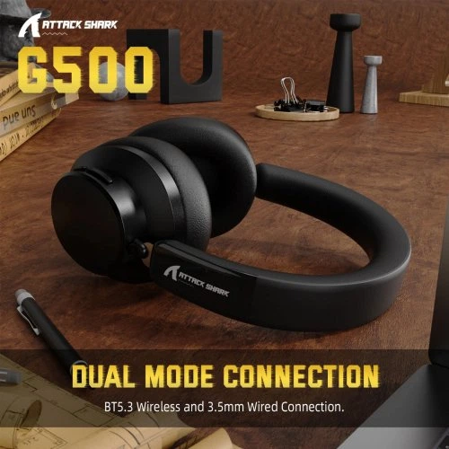 ��������� ��������� Attack Shark G500, Black, Bluetooth 5.3 / 3.5 ��, �������, Hybrid  ANC, ������� 40 ��,360 Reality Audio (AS-G500-B) - �������� 3