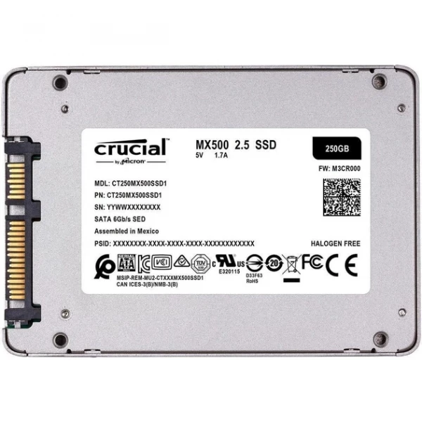 SSD  Crucial MX500 250Gb SATA3 2.5" TLC Bulk (CT250MX500SSD1T) -  2