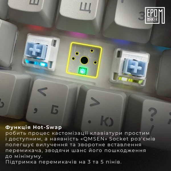 ���������� Epomaker AK820 Pro 75% Flying Fish Switch Hot-Swap RGB UA White (AK820-PRO-W-FF) - �������� 10