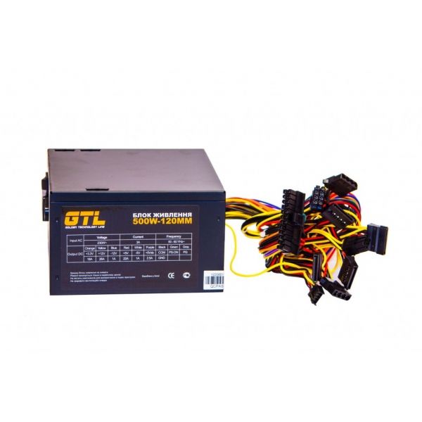 ���� �������� 500 ��, GTL, Black, 120 ��, 2xMolex / 2xSATA / 1x6-pin / 1x4+4-pin / 1x20+4-pin (GTL-500-120) - �������� 1