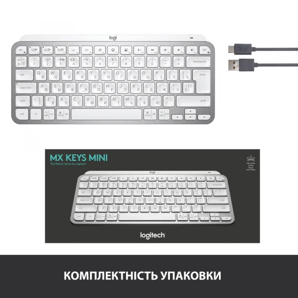  Logitech MX Keys Mini Minimalist Wireless Pale Grey (920-010499) -  9