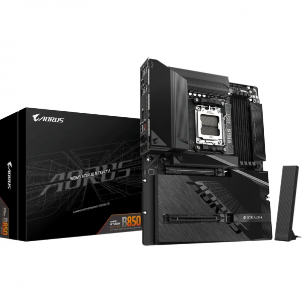 GIGABYTE M���������� ����� sAM5 AMD B850 HDMI 4xM.2 5GbE LA N ATX  B850 AORUS STEALTH - �������� 1