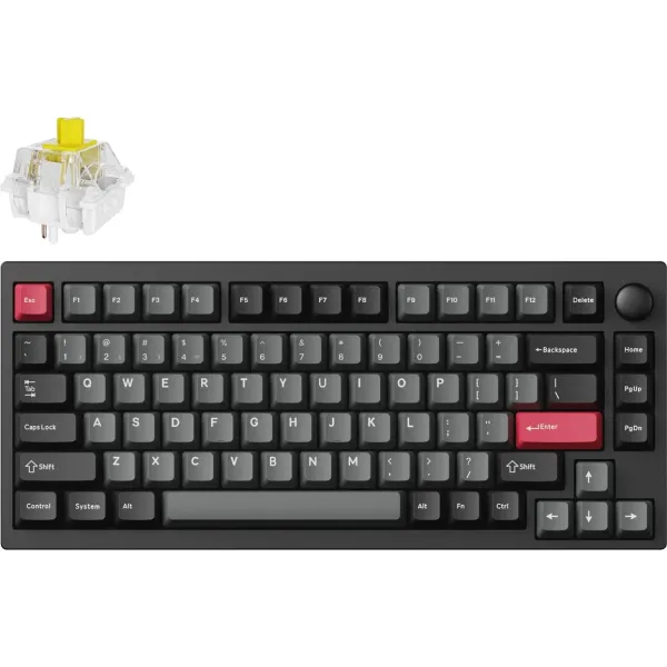 Lemokey ��������� ��������� P1 Pro 84Key, Keychron Super Banana, WL/BT/USB-A, QMK/VIA, Hot-Swap, EN/UKR, RGB, Knob, Carbon Black P1P-M4-UA - �������� 2