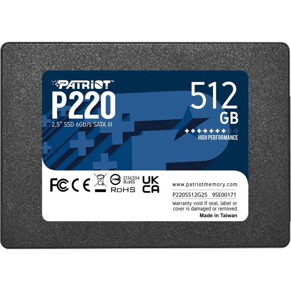 SSD  Patriot P220 512Gb SATA III 2.5" 3D NAND (P220S512G25) -  1