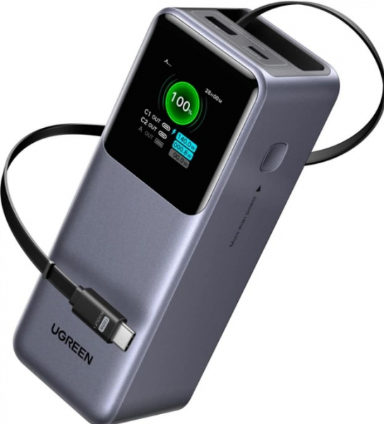 ��� Ugreen Nexode PB726 20000mah 165W Retractable Cable LED Gray (55987B) UA UCRF - �������� 1