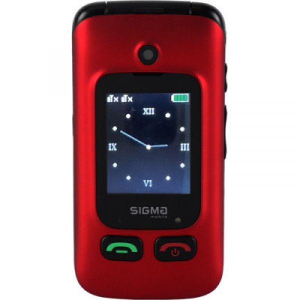 �������� ������� Sigma mobile Comfort 50 Shell Dual Red "���������", 2 MiniSim, ������� 2.4" ���������� (240x320) + 1.7" ���������, �����������, MediaTek MTK6261D, microSD (max 16Gb), BT, FM-����, Cam 0.3Mp, �������, 800 mAh - �������� 1