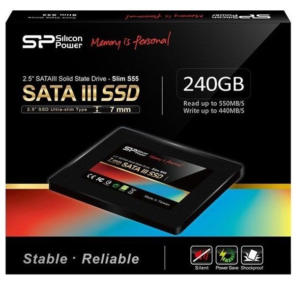 SSD  Silicon Power Slim S55 240Gb SATA3 2.5" TLC (SP240GBSS3S55S25) -  2