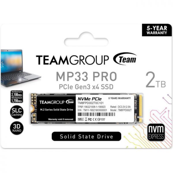  SSD 2TB Team MP33 Pro M.2 2280 PCIe 3.0 x4 3D TLC (TM8FPD002T0C101) -  5