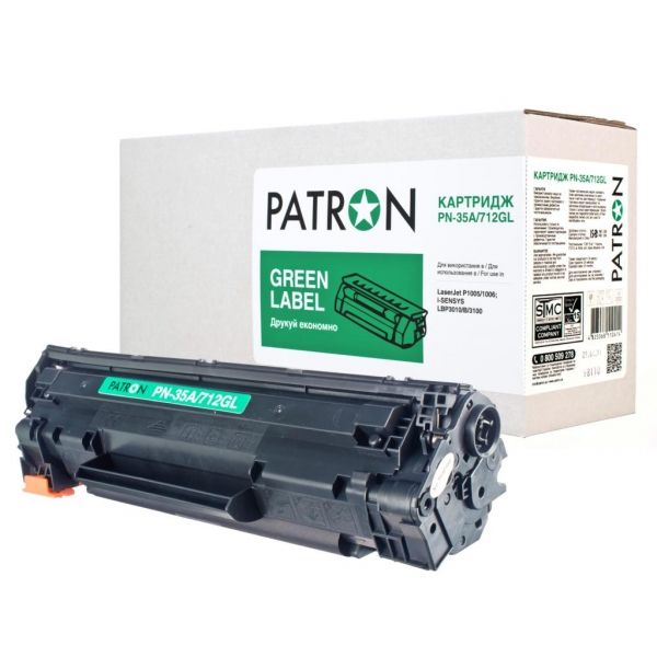 �������� Canon 712, Black, LBP-3010/3020, 1500 ����, Patron Green (PN-35A/712GL) - �������� 1