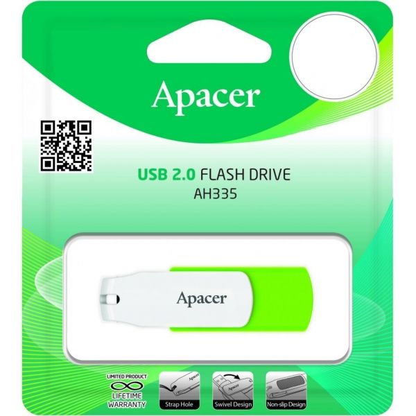 USB   Apacer 64GB AH335 Green USB 2.0 (AP64GAH335G-1) -  4