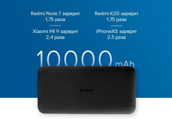    10000 mAh, Xiaomi Redmi Power Bank Black -  10