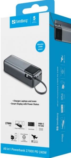 ��� Sandberg All-in1 27000mAh PD 240W Grey (421-31) - �������� 6