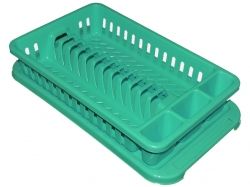 Сушарка пластикова для посуду з піддоном (12тар.) (бірюзова) ТМ КОНСЕНСУС